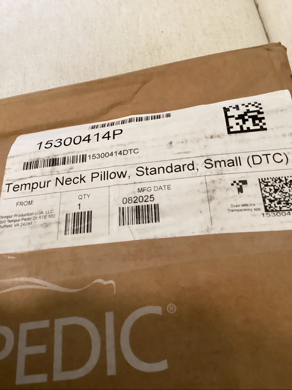 Tempur-Pedic Neck Pillow Standard Size SMALL, NWT open box